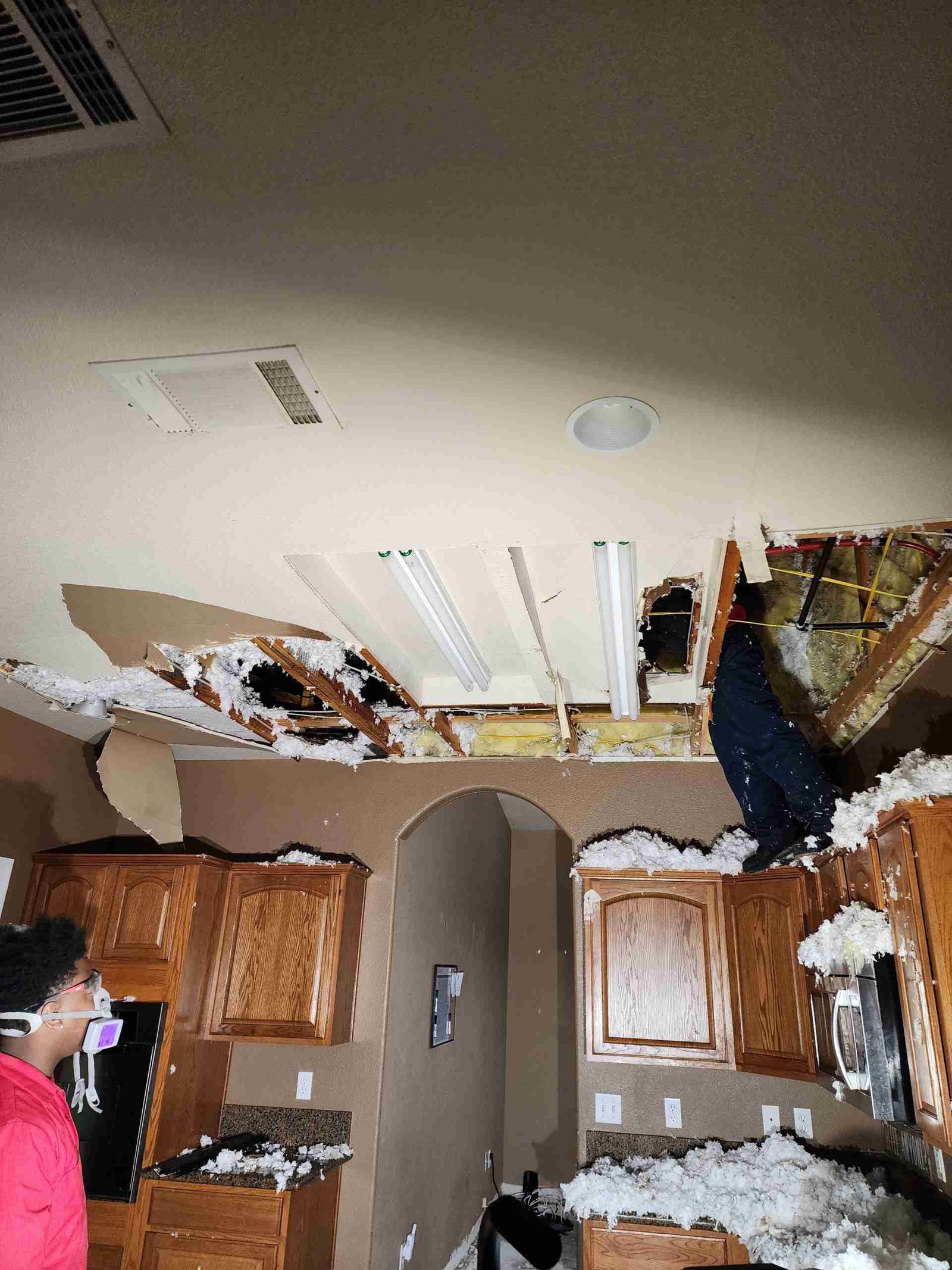 water damage restoration work in henderson nv showing active response and structural drying setup